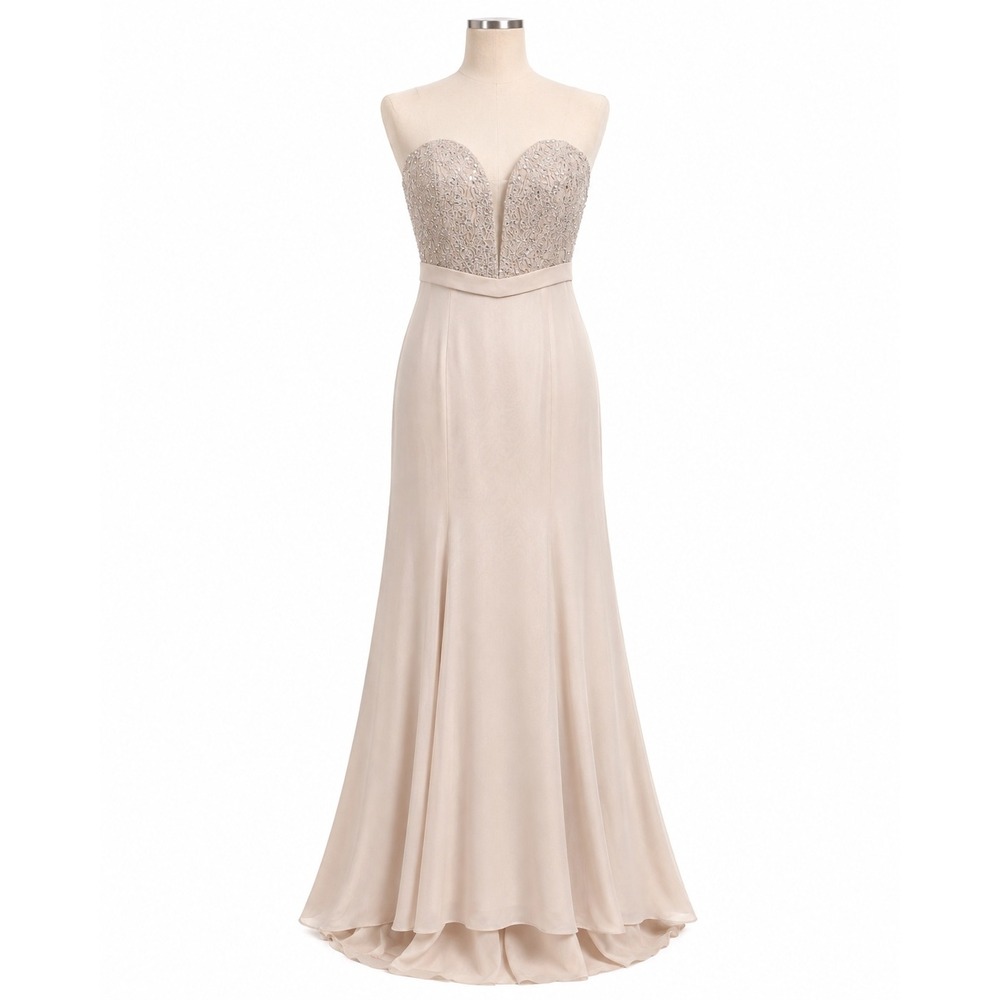 Aspeed Evening Gown Women Small Champagne Beaded Lace Mermaid Prom Dress Wedding